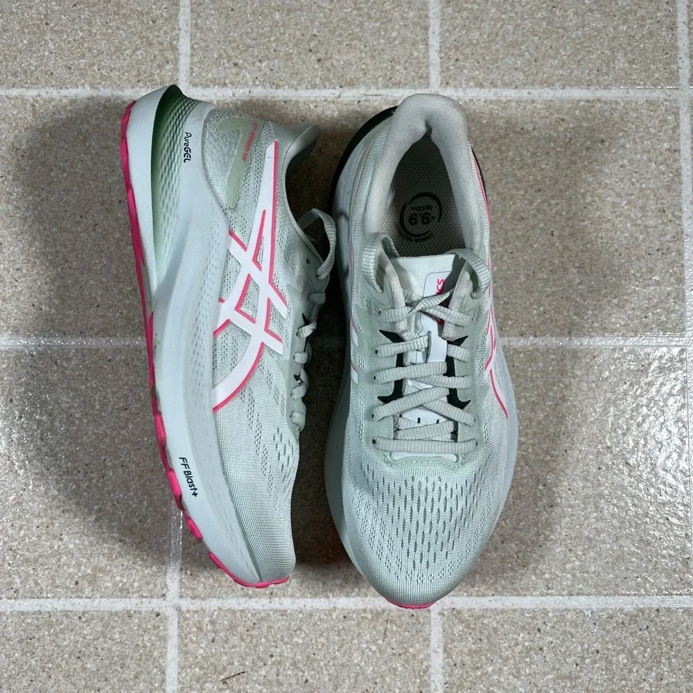 Asics GT-2000 12 Shoes Womens Sz 7 Pure Aqua Pink Mesh Lace Up Sneakers 1012B506